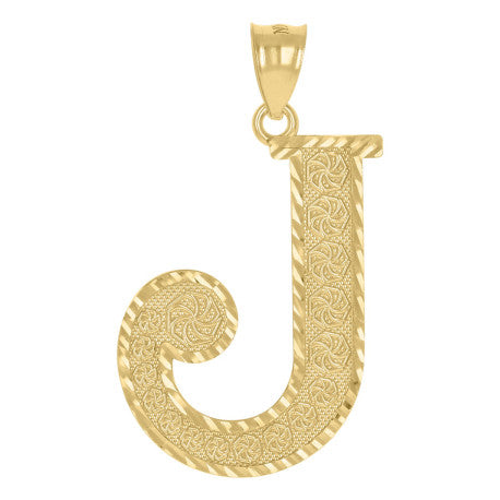 10Kt Gold Initial Letter Pendant "J"