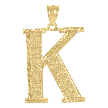 10Kt Gold Initial Letter Pendant "K"