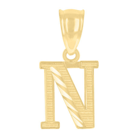 10Kt Gold Initial Letter Pendant "N"