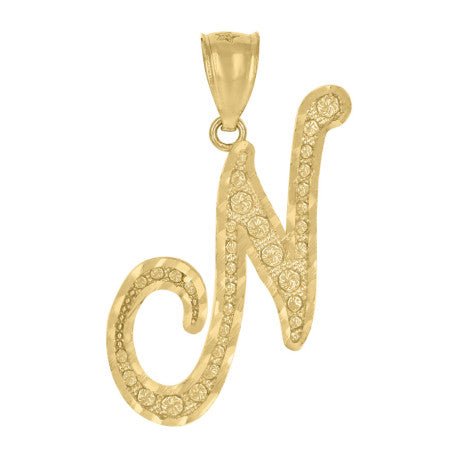 10Kt Gold Initial Letter Pendant "N"