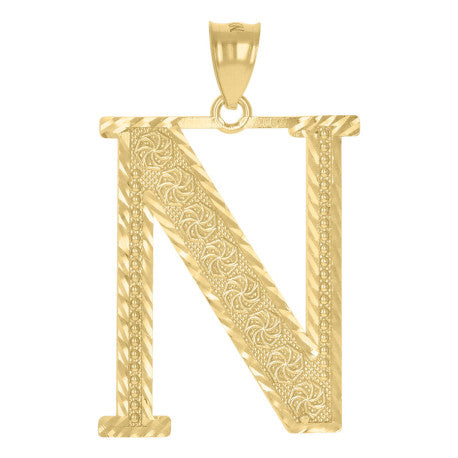 10Kt Gold Initial Letter Pendant "N"