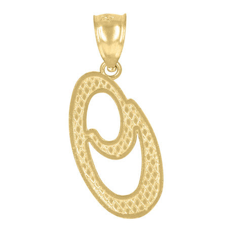 10Kt Gold Initial Letter Pendant "O"