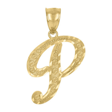 10Kt Gold Initial Letter Pendant "P"