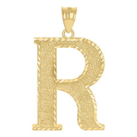 10Kt Gold Initial Letter Pendant "R"