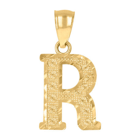 10Kt Gold Initial Letter Pendant "R"