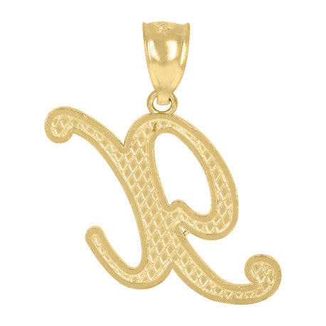 10Kt Gold Initial Letter Pendant "X"