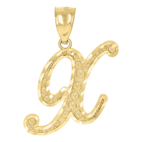 10Kt Gold Initial Letter Pendant "X"
