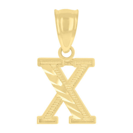 10Kt Gold Initial Letter Pendant "X"