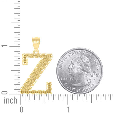10Kt Gold Initial Letter Pendant "Z"