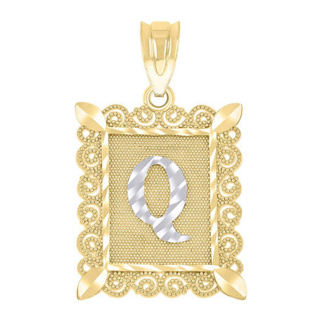 10Kt Gold Initial Letter "Q" Pendant