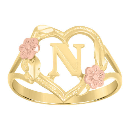 10Kt Gold Initial Letter Ring "N"