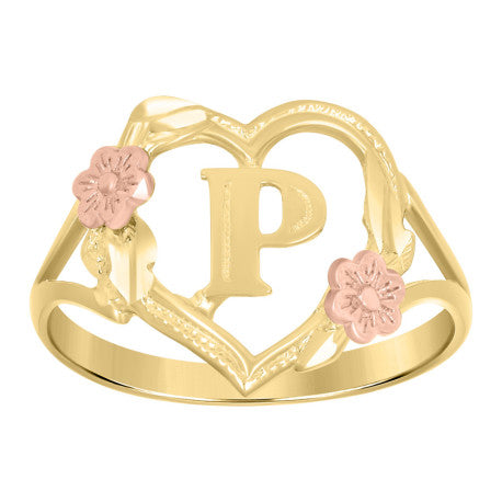 10Kt Gold Initial Letter Ring "P"