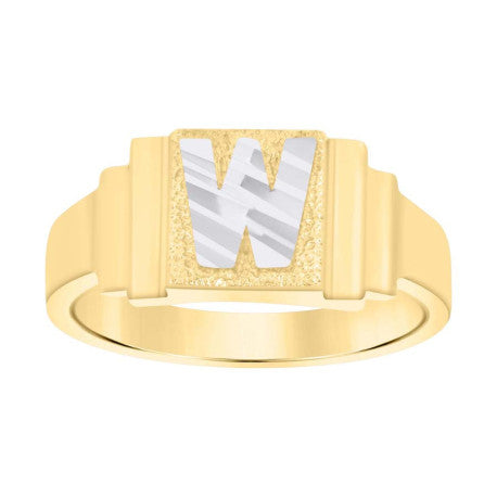 10Kt Gold Initial Letter Ring "W"