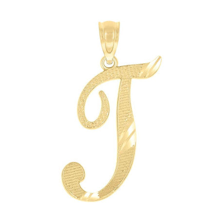 10Kt Gold Initial Letter "T" Pendant
