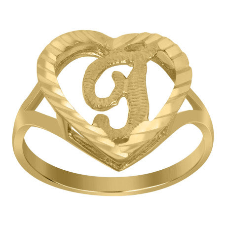 10Kt Gold Initial Letter "T" Ring