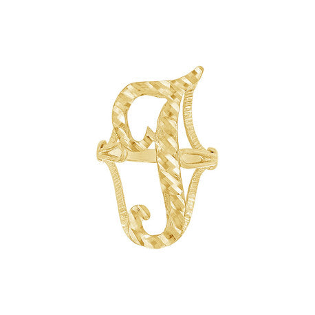 10Kt Gold Initial Letter "T" Ring
