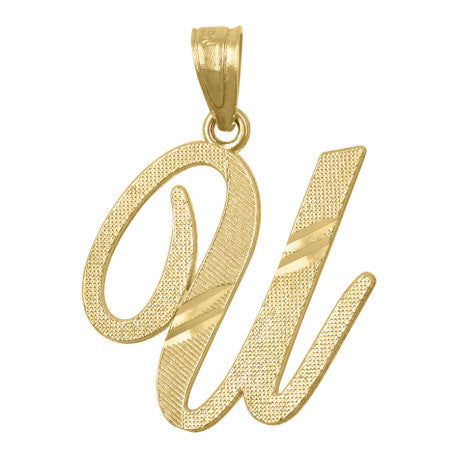10Kt Gold Initial Letter "U" Pendant