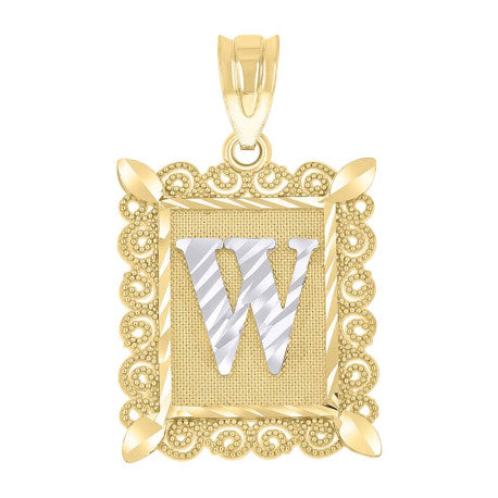 10Kt Gold Initial Letter "W" Pendant