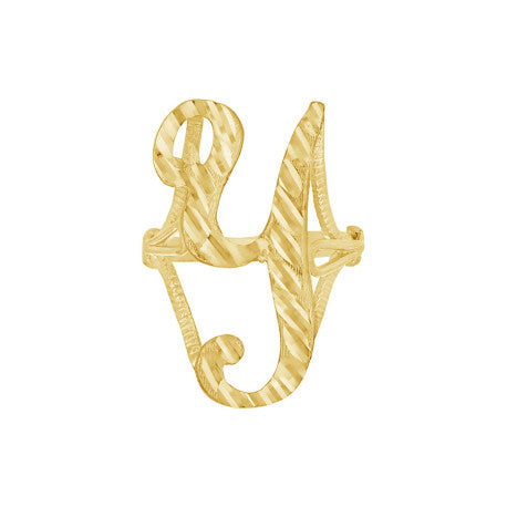 10Kt Gold Initial Letter "Y" Ring