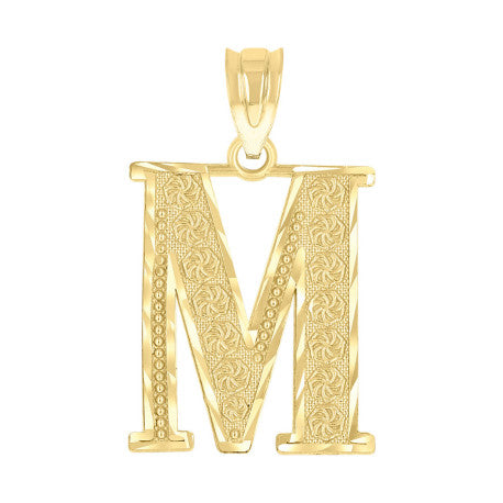 10Kt Gold Initial "M" Letter Pendant
