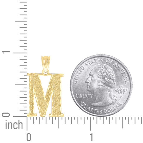 10Kt Gold Initial "M" Letter Pendant