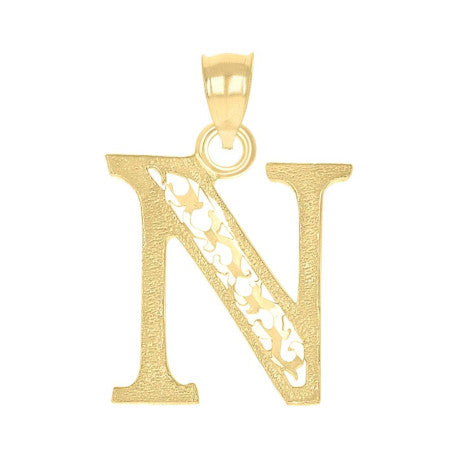 10Kt Gold Initial "N" Letter Pendant