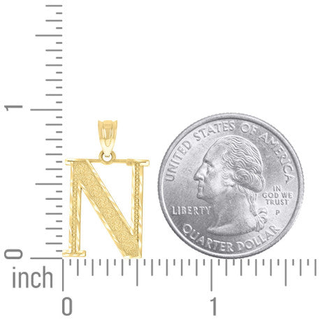 10Kt Gold Initial "N" Letter Pendant