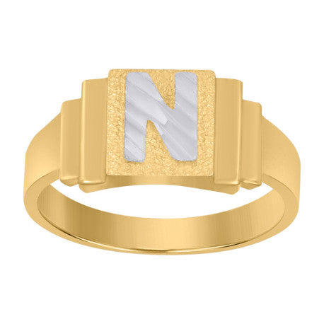 10Kt Gold Initial Letter Ring "N"