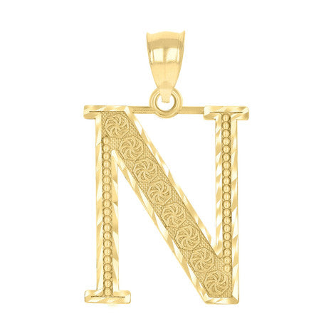 10Kt Gold Initial Letter Pendant "N"
