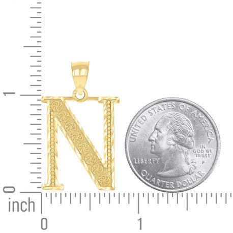 10Kt Gold Initial Letter Pendant "N"
