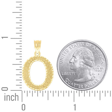 10Kt Gold Initial "O" Letter Pendant