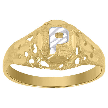 10Kt Gold Initial "P" Letter Ring