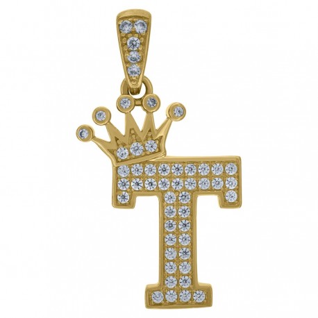 10Kt Gold Initial Pendant "T"