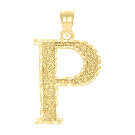 10Kt Gold Initial Letter Pendant "P"