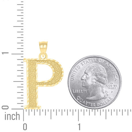 10Kt Gold Initial Letter Pendant "P"