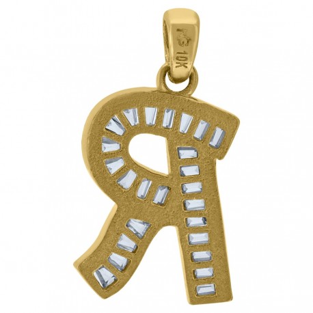10Kt Gold Initial "R" Letter Pendant