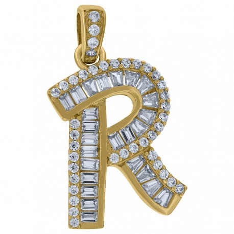10Kt Gold Initial "R" Letter Pendant