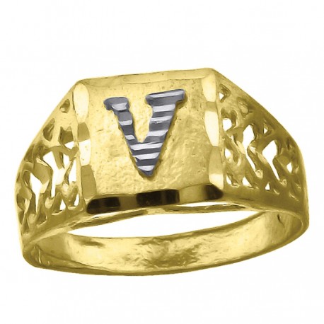 10Kt Gold Initial Ring