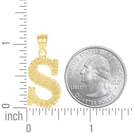 10Kt Gold Initial Letter Pendant "S"