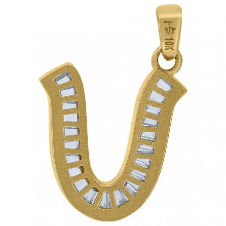 10Kt Gold Initial "U" Letter Pendant