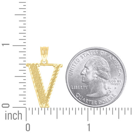 10Kt Gold Initial "V" Letter Pendant