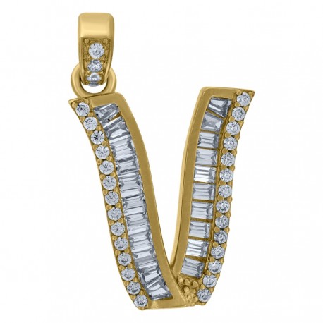 10Kt Gold Initial "V" Letter Pendant
