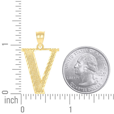 10Kt Gold Initial Letter Pendant "V"