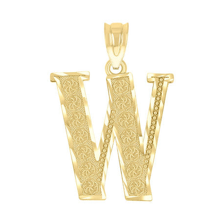 10Kt Gold Initial "W" Letter Pendant