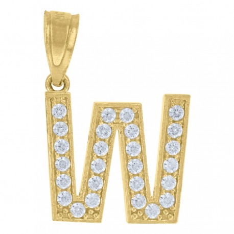 10kt Gold Initial "W" Letter Pendant