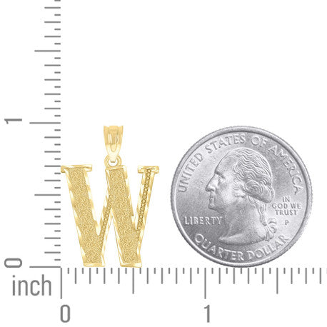 10Kt Gold Initial "W" Letter Pendant
