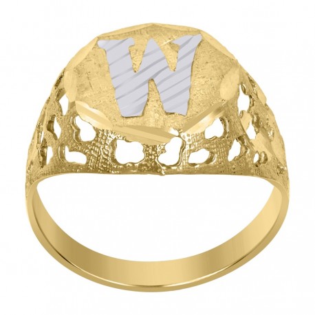 10Kt Gold Initial "W" Letter Ring