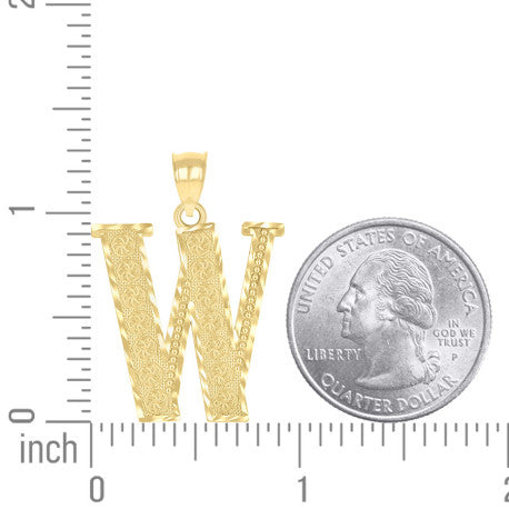 10Kt Gold Initial Letter Pendant "W"