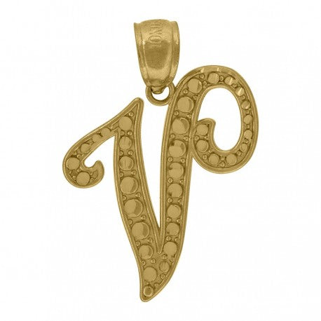 10Kt-Gold Initial"V"Pendant
