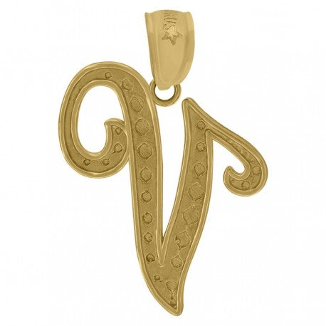 10Kt-Gold Initial"V"Pendant
